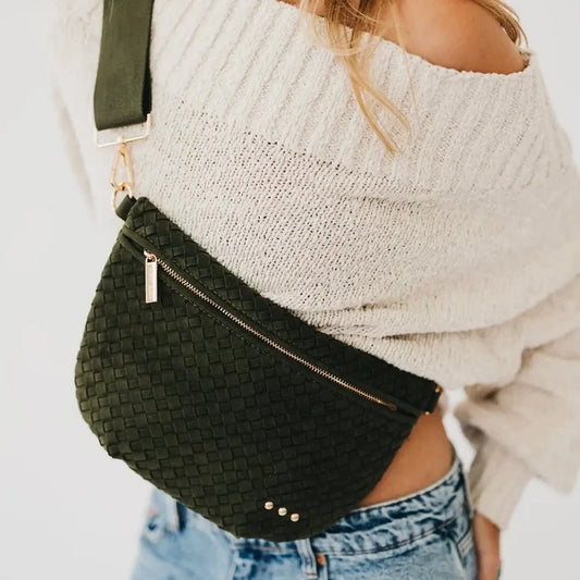 Suede Olive Westlyn Woven Bum Bag