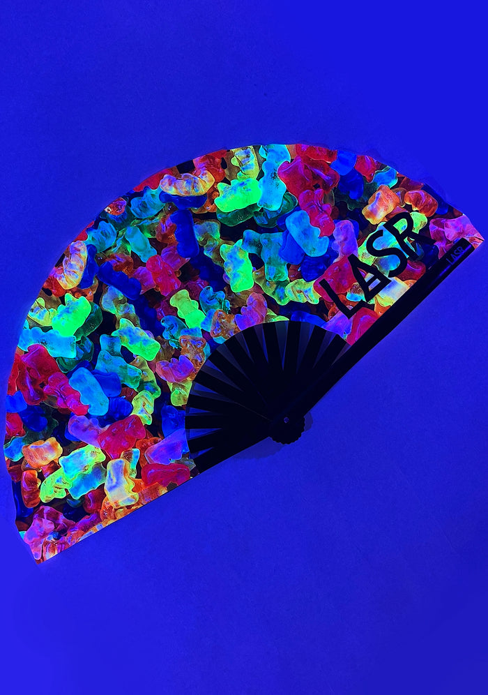 LASR Sugar High Gummy Bear UV Reactive Rave Fan — product view