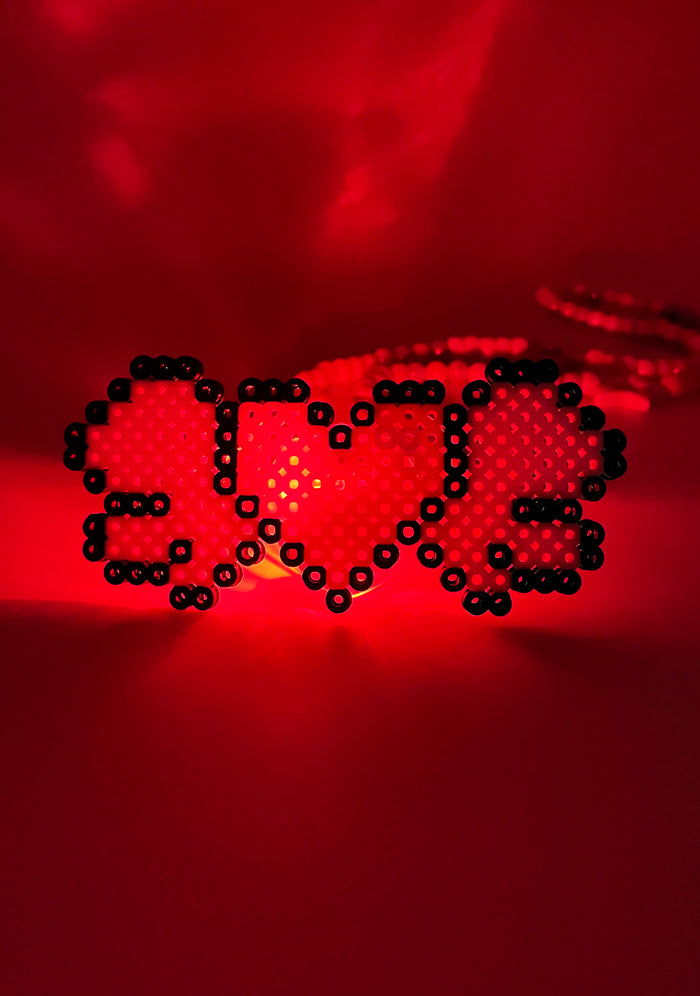 LASR Sweetheart Synthwave Light Up Pacifier Rave Kandi Necklace — front view