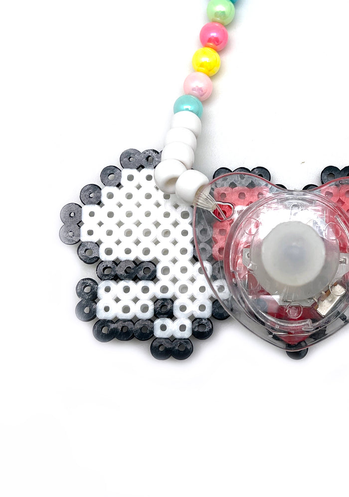 LASR Sweetheart Synthwave Light Up Pacifier Rave Kandi Necklace — detail view