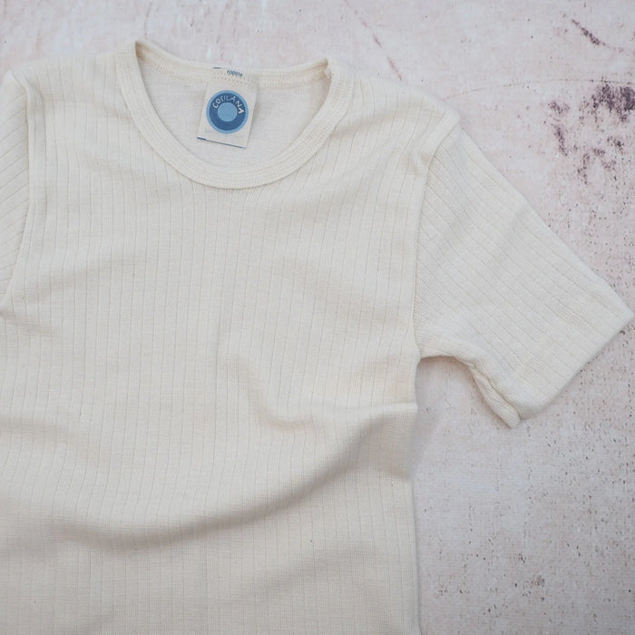 T-shirt à MC pour enfant en laine, soie et coton bio Cosilana  - Naturel