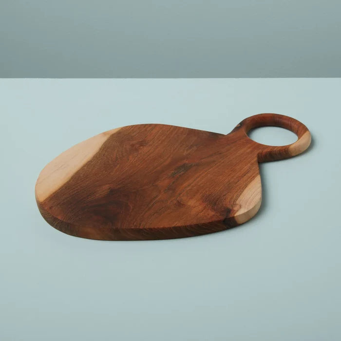 TEAK OVAL BOARD WITH HANDLE