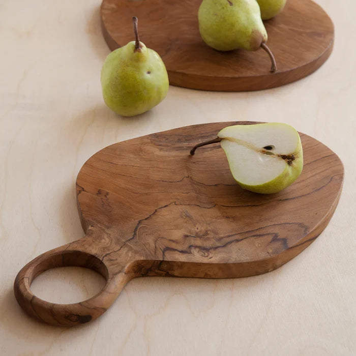 TEAK OVAL BOARD WITH HANDLE
