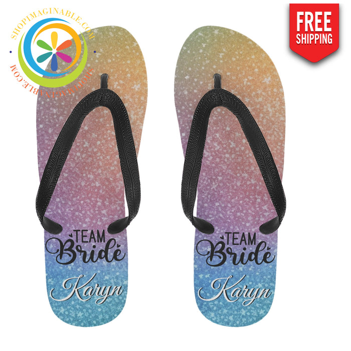 Team Bride Personalized Women's Flip Flops-ShopImaginable.com