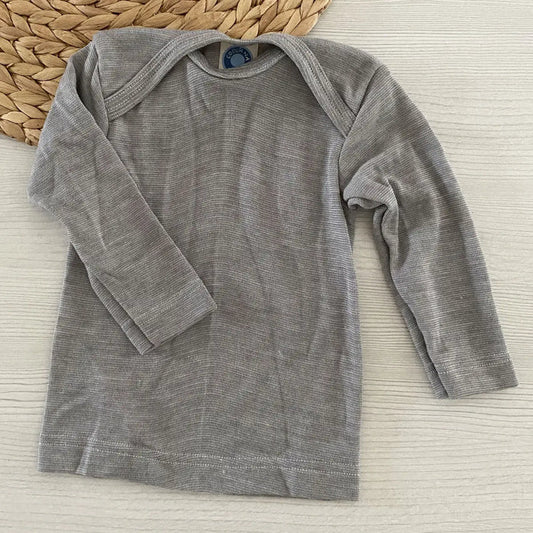 Tee-shirt manches longues en laine et soie Cosilana - Gris chiné