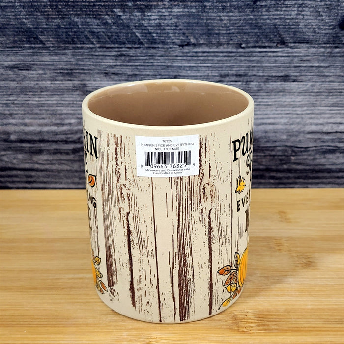 Thanksgiving Coffee Mug Pumpkin Spice Wood Grain Tea Cup 17oz by Blue Sky