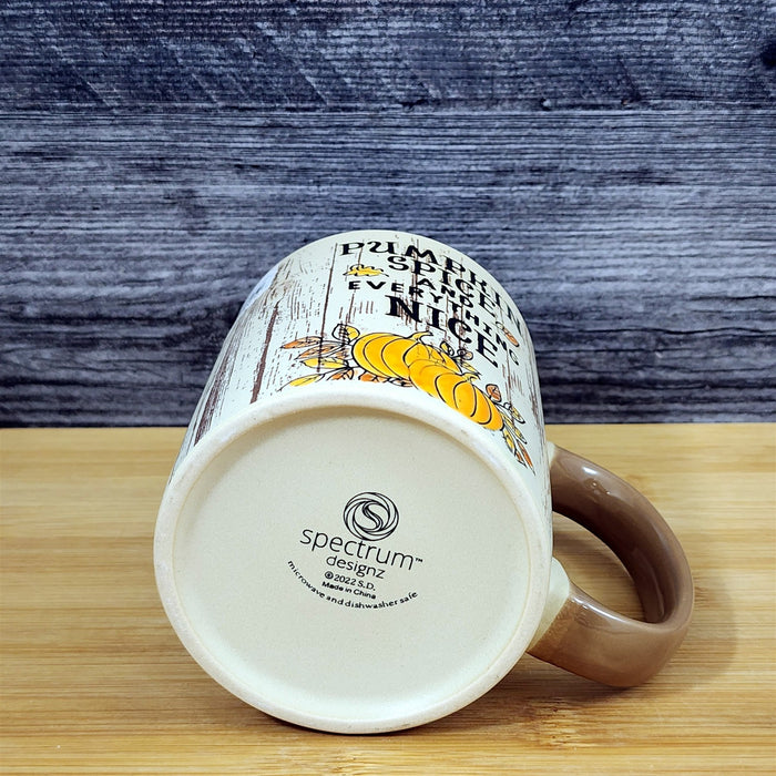 Thanksgiving Coffee Mug Pumpkin Spice Wood Grain Tea Cup 17oz by Blue Sky