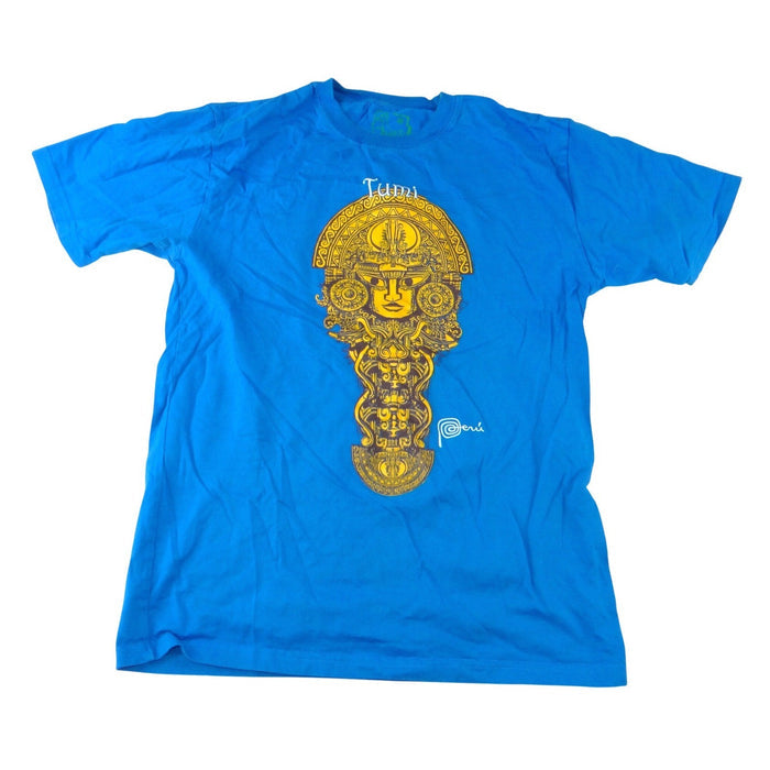 The Ayllu Peru Tumi Graphic T Shirt Mens Medium Blue Peruvian Short Sleeve0