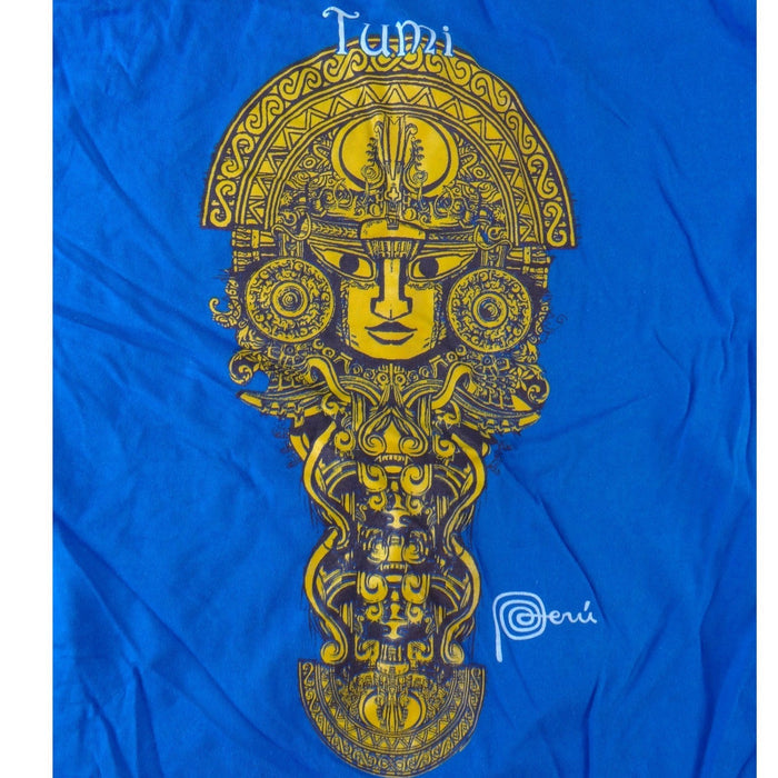 The Ayllu Peru Tumi Graphic T Shirt Mens Medium Blue Peruvian Short Sleeve3