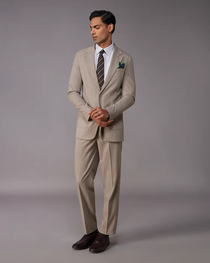 The Kensington Melange Suit – Khaki