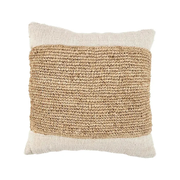 THE RAFFIA STAMP CUSHION COVER NATURAL