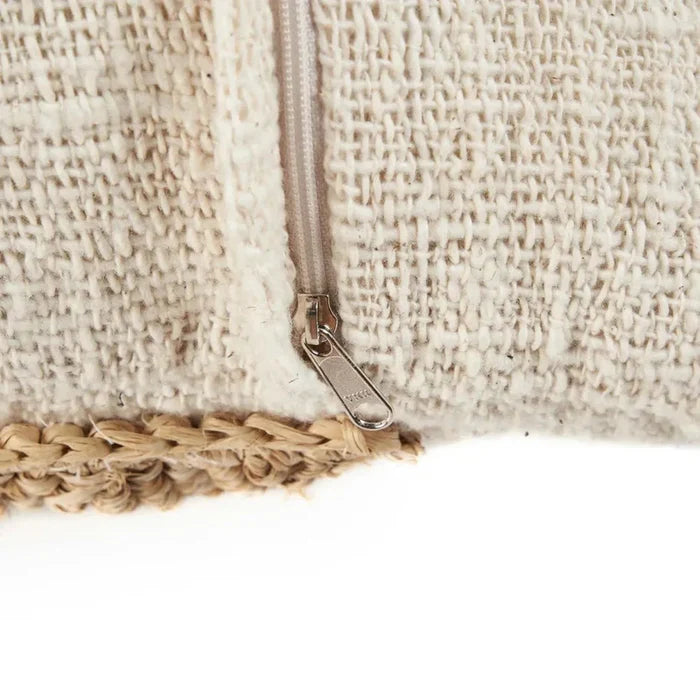 THE RAFFIA STAMP CUSHION COVER NATURAL