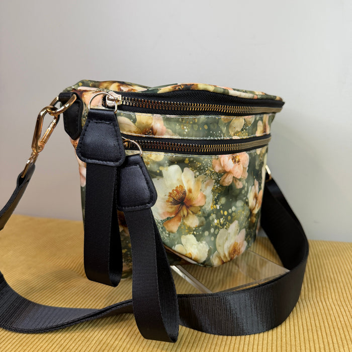 The Roni Nylon Crossbody - Floral Green Magnolia