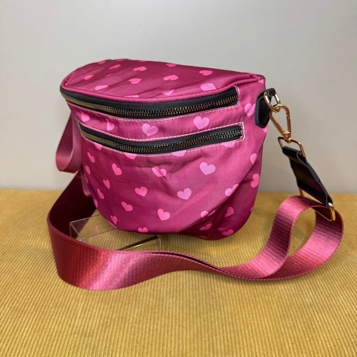 The Roni Nylon Crossbody - Maroon Heart
