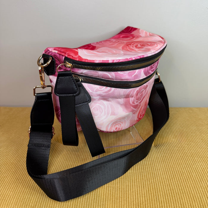 The Roni Nylon Crossbody - Pink Purple Ombré Roses
