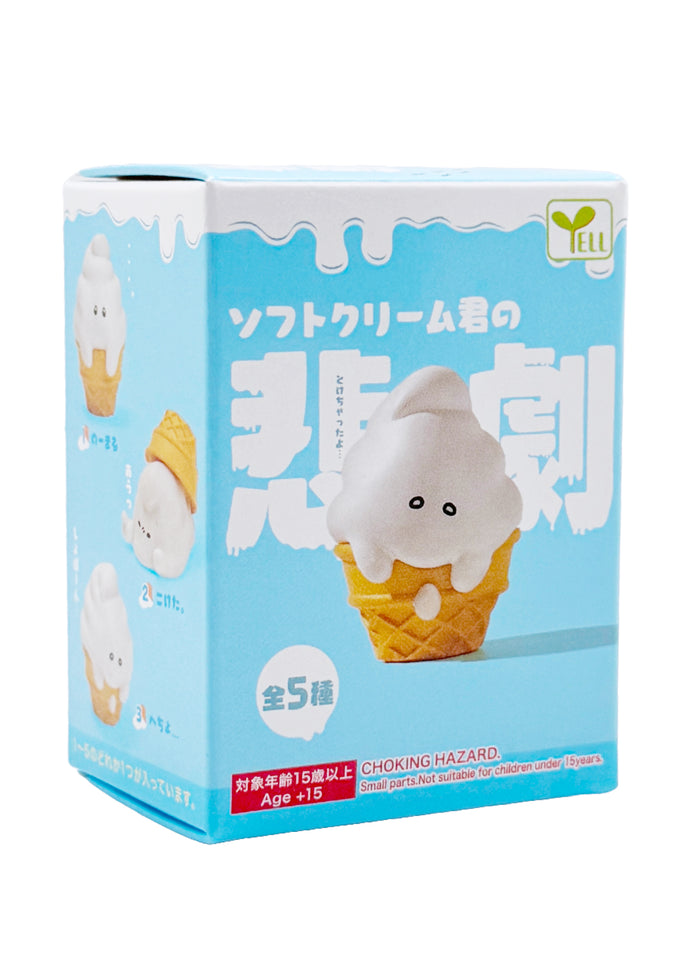 Yell Japan Tragedy of Soft Cream-Kun Figurine Blind Box in multi — single blind box with surprise melting ice cream kawaii figurine imported from Japan — front view