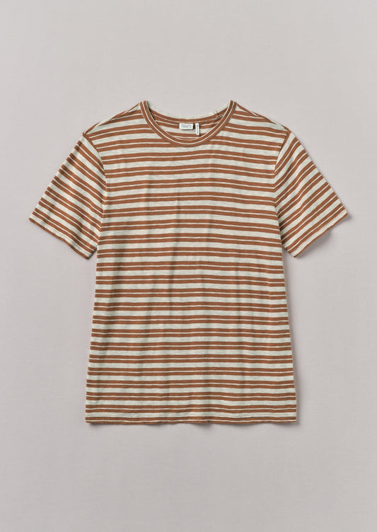 Theo Stripe Cotton Short Sleeve Tee | Ecru/Rust