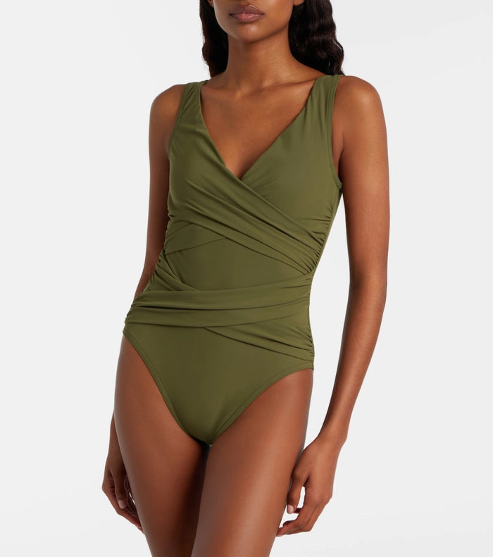 Tilia V-Neck Swimsuit Set  - Green