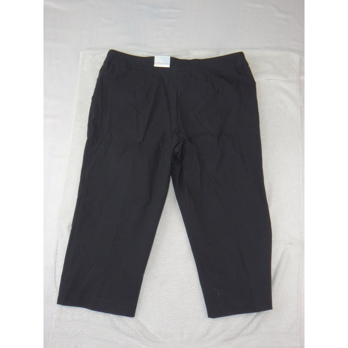 Time and Tru Womens Black Mid Rise Capri Pants Stretch Cropped Trousers XL 16 181