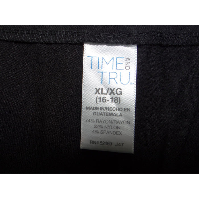 Time and Tru Womens Black Mid Rise Capri Pants Stretch Cropped Trousers XL 16 183