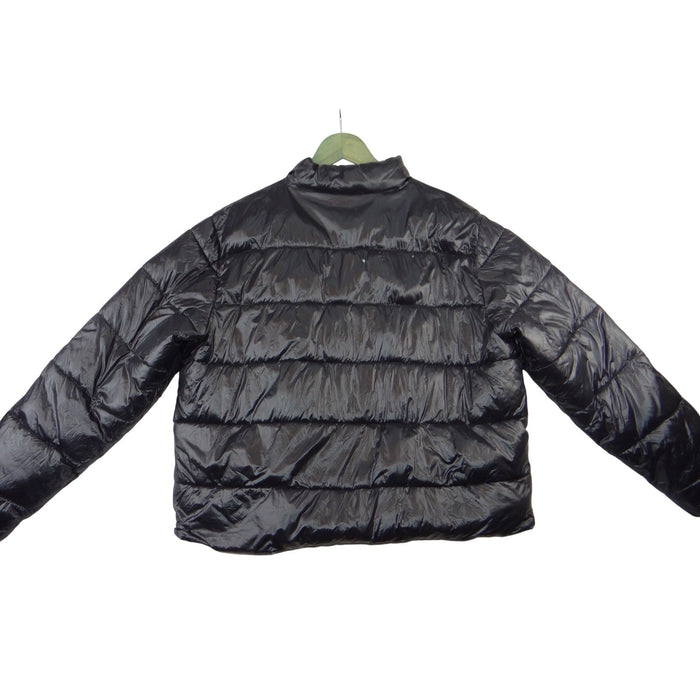 Time and Tru Womens Black Quilted Puffer Jacket Full Zip Stand Collar XL 16 181