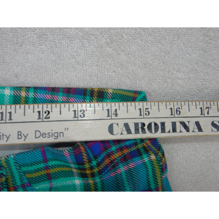 Time and Tru Womens Plaid Skinny Pants Teal Green Purple Tartan Size L 12 143