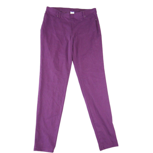 Time and Tru Womens Purple High Rise Pull On Jeggings Size L 12 14 Skinny Pants0