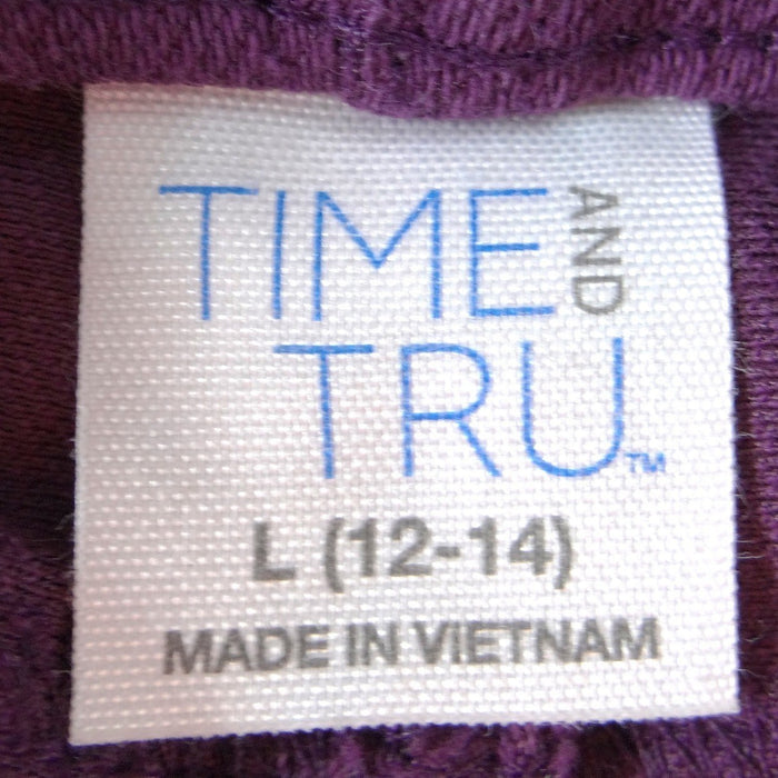 Time and Tru Womens Purple High Rise Pull On Jeggings Size L 12 14 Skinny Pants1