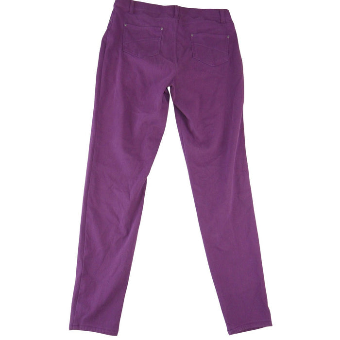 Time and Tru Womens Purple High Rise Pull On Jeggings Size L 12 14 Skinny Pants2