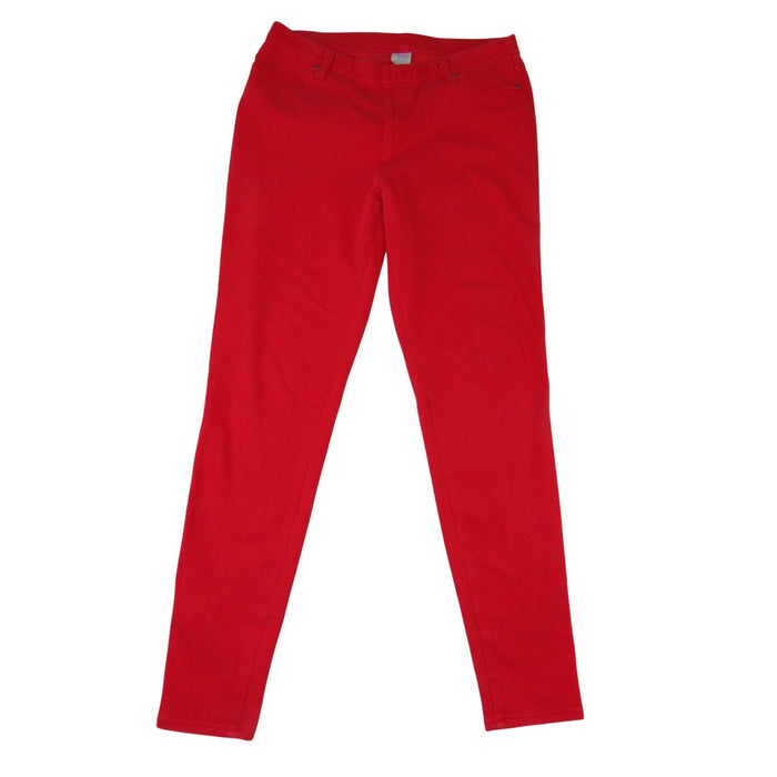 Time and Tru Womens Red Skinny Pull On Jeggings Stretch Pants Size L 12 140