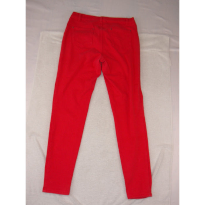 Time and Tru Womens Red Skinny Pull On Jeggings Stretch Pants Size L 12 142