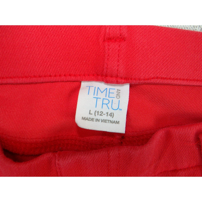 Time and Tru Womens Red Skinny Pull On Jeggings Stretch Pants Size L 12 143