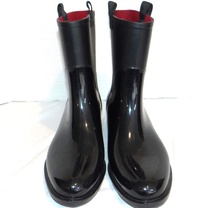 Tommy Hilfiger Khristie Black Boots Women 10M Glossy Matte Mid Calf Waterproof3