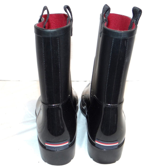 Tommy Hilfiger Khristie Black Boots Women 10M Glossy Matte Mid Calf Waterproof4