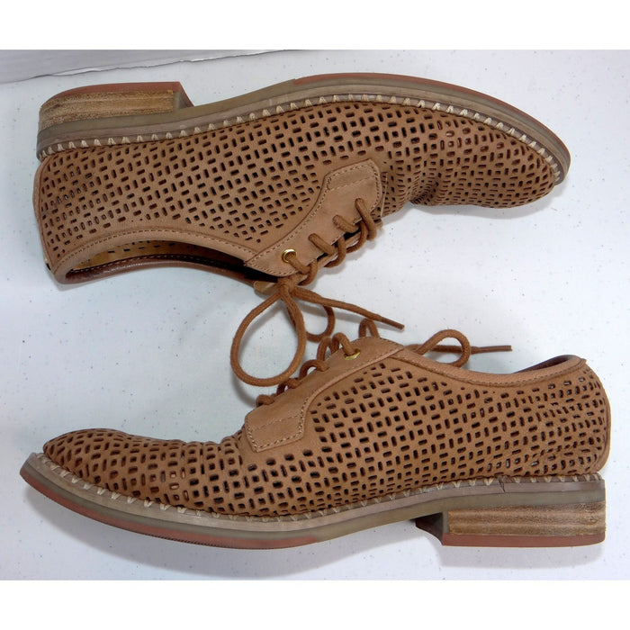 Tommy Hilfiger Raenay Tan Leather Perforated Oxford Lace Up Flats Shoes 6M1