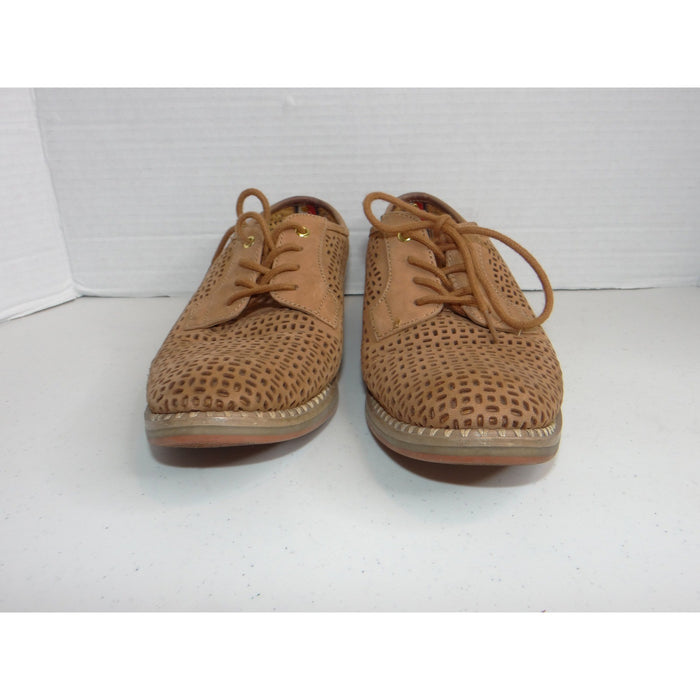 Tommy Hilfiger Raenay Tan Leather Perforated Oxford Lace Up Flats Shoes 6M4