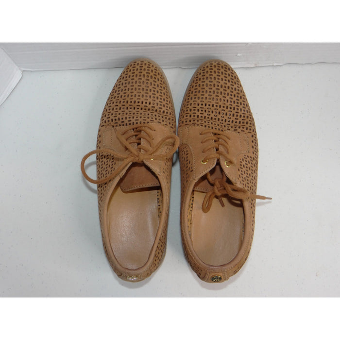 Tommy Hilfiger Raenay Tan Leather Perforated Oxford Lace Up Flats Shoes 6M6