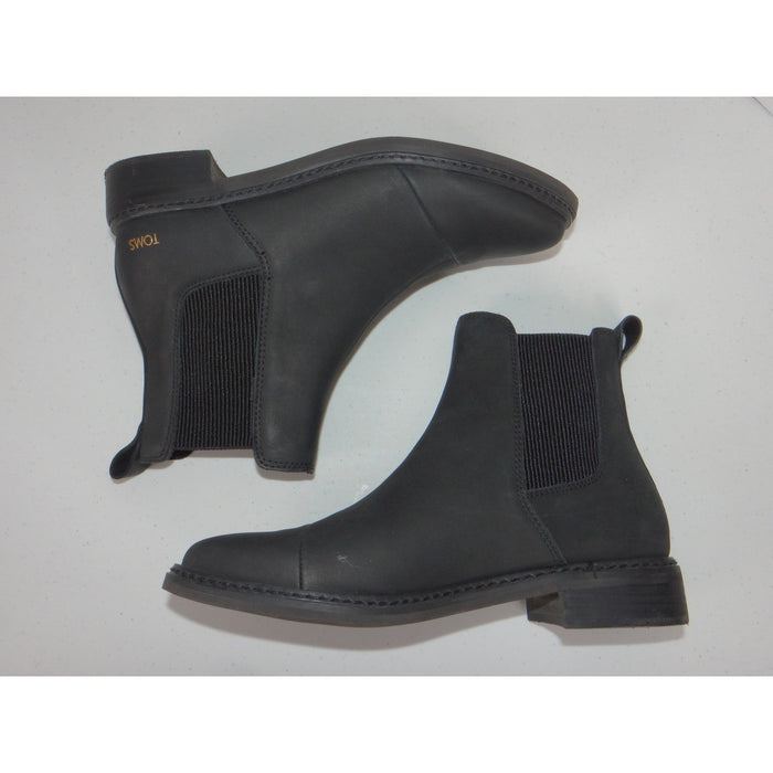 TOMS Cleo Black Leather Chelsea Ankle Boots Cap Toe Womens 7.5 100189251