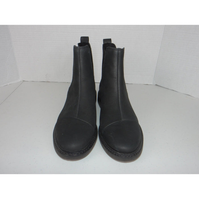 TOMS Cleo Black Leather Chelsea Ankle Boots Cap Toe Womens 7.5 100189254