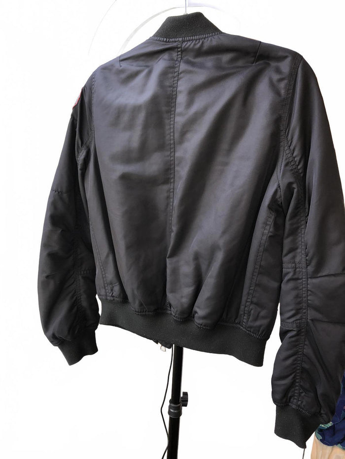 TOPSHOP Stylish Black Bomber Jacket with Patches3