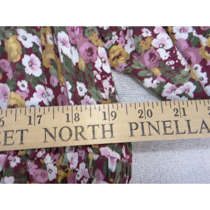 Torrid Floral Babydoll Dress Size 3 3X Burgundy Pink V Neck Tiered 3/4 Sleeve3