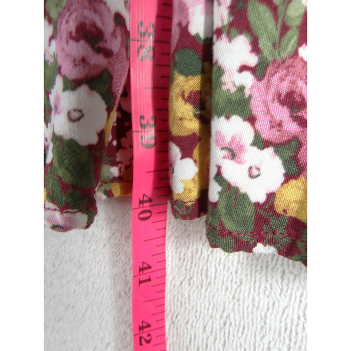 Torrid Floral Babydoll Dress Size 3 3X Burgundy Pink V Neck Tiered 3/4 Sleeve4