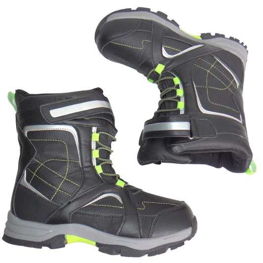 Totes Shaun Youth Black Neon Green 200g Thinsulate Water Resistant Snow Boots 50