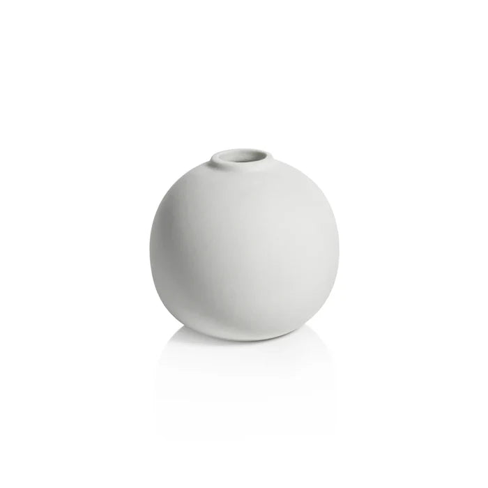 TRESCO CLAY BUD VASE- THREE ASSORTED SIZES-  MATT WHITE