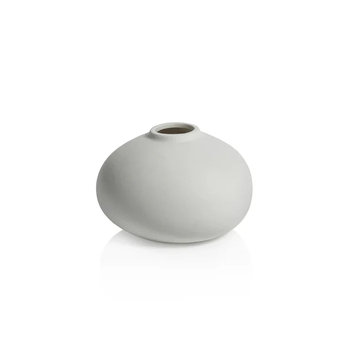 TRESCO CLAY BUD VASE- THREE ASSORTED SIZES-  MATT WHITE