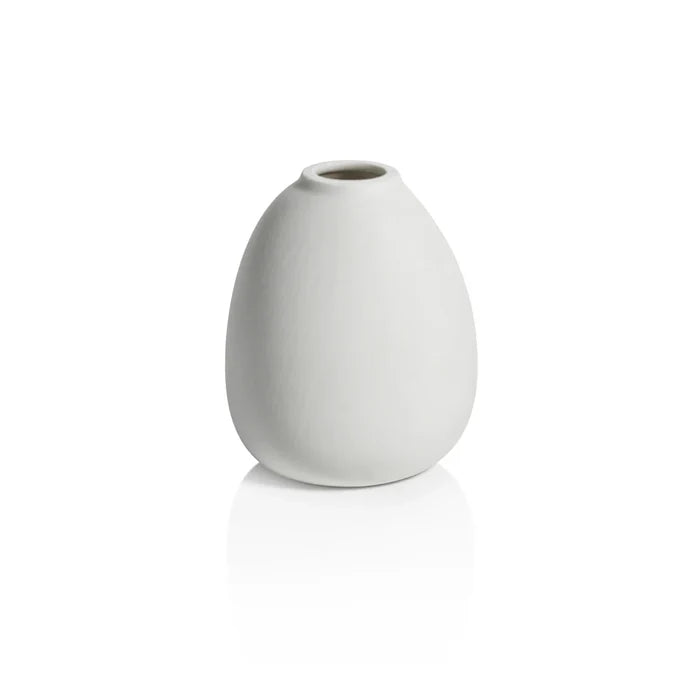 TRESCO CLAY BUD VASE- THREE ASSORTED SIZES-  MATT WHITE