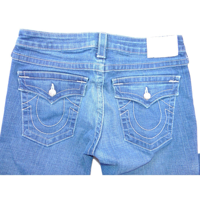 True Religion Joey Bootcut Jeans Womens 31 Medium Wash Blue Made in USA Y2K Low3