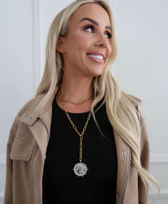 Two Toned Wrap Around Coin Necklace