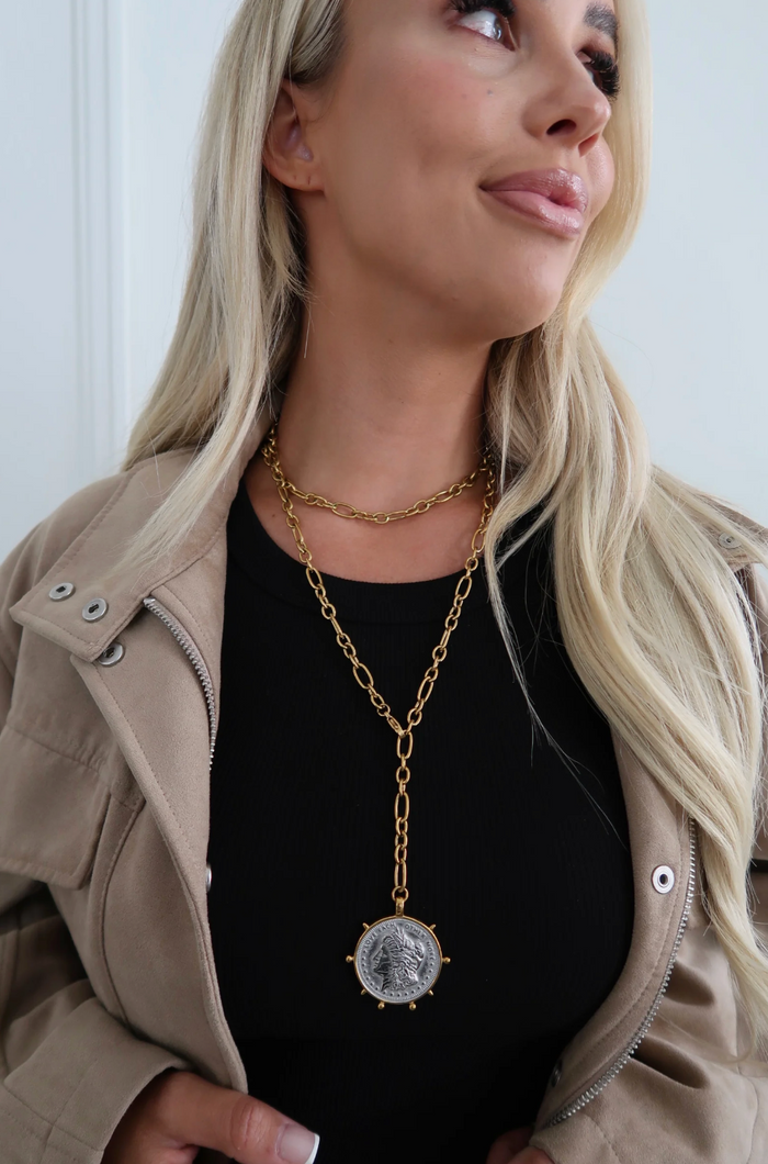 Two Toned Wrap Around Coin Necklace
