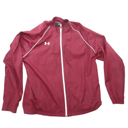 Under Armour Mens XL Maroon Full Zip Track Jacket Mesh Lined Burgundy Mock Neck0